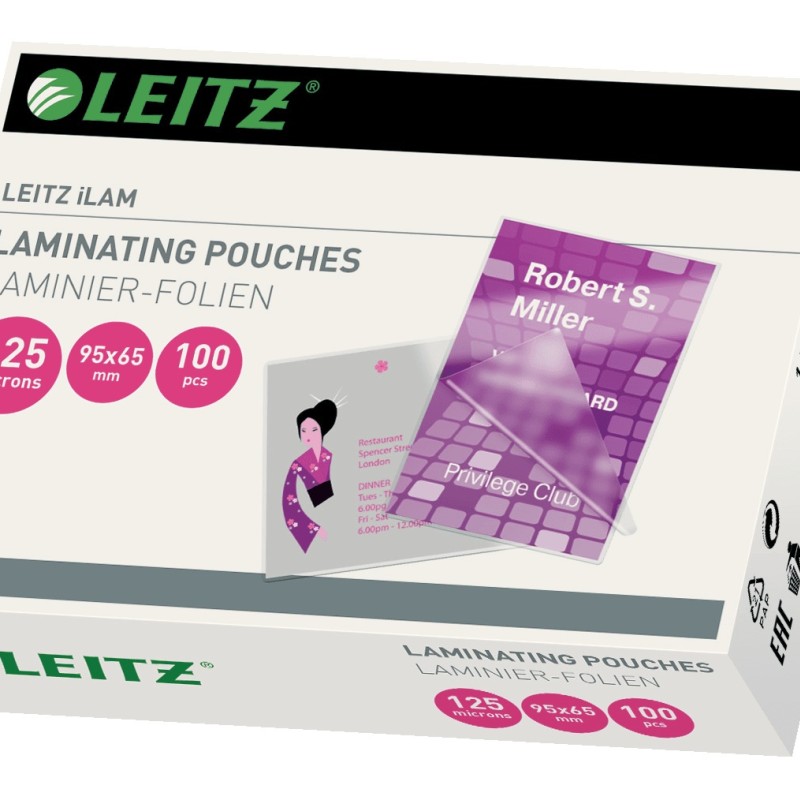 Folie Leitz MINI pentru laminare la cald, 65x95, 125 mic., 100buc/set, 