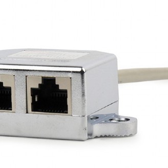 SPLITTER RJ-45 GEMBIRD pt. cablu FTP, Cat5, RJ-45 (T) | RJ-45 (M) x 2, ecranat, metal, 1 buc, 