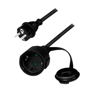 Cablu de alimentare prelungitor, Schuko, 5m, 3x1.5mm2, 250V / 16A, black, Logilink 