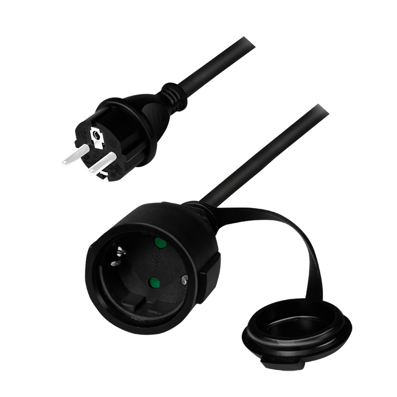 Cablu de alimentare prelungitor, Schuko, 5m, 3x1.5mm2, 250V / 16A, black, Logilink 