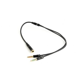CABLU audio GEMBIRD Splitter stereo (2 x 3.5 mm jack T la 1 x 3.5 mm jack M), 20cm, metal, negru 