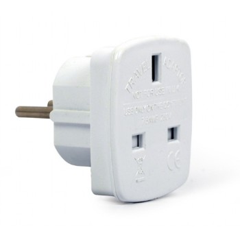 ADAPTOR UK GEMBIRD, Socket UK, conectare prin Schuko (T), 7.5 A, fara protectie, alb, 