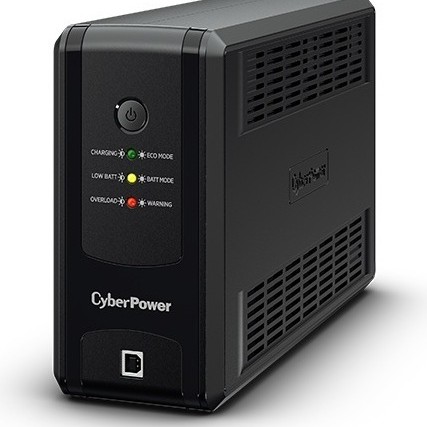 UPS CYBER POWER Line Int. cu sin. simulata, cu management, Tower, LED,  850VA/425W, AVR, 3x Schuko, baterie 1x 12V/7Ah, incarcare pana la 6h, USB, 2x RJ45, tehn. GreenPower, 