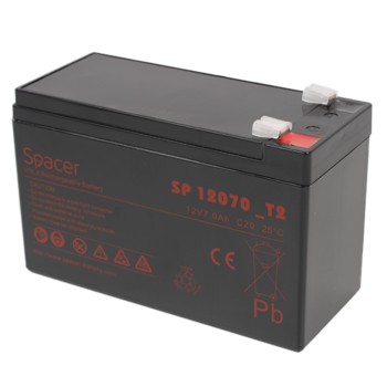 ACUMULATOR UPS SPACER 12V /  7Ah, dimensiuni: 151x66x96mm, inaltime+terminal: 102mm, terminal F2(T2), 
