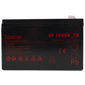 ACUMULATOR UPS SPACER 12V /  9Ah, dimensiuni: 151x66x96mm, inaltime+terminal: 102mm, terminal F2(T2), SP-BAT-12V9AH, 