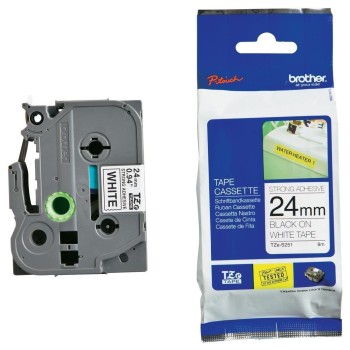 Banda Laminata WB Black on White, TZS251-WB, 24mm, compatibil cu Brother P-Touch D400|D450|D600VP|E300VP|E550WVP|H500|P700|P750W, 8m, incl.TV 0 RON, 
