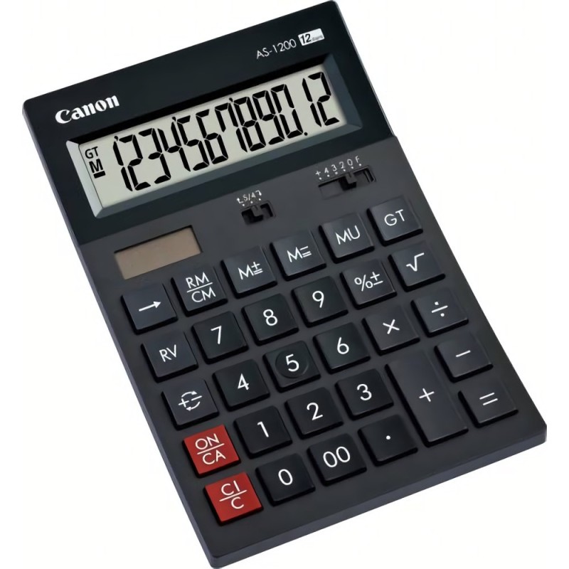 Calculator de birou CANON, AS-1200, ecran 12 digiti, alimentare solara si baterie, negru, 
