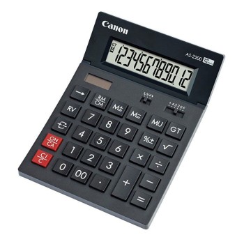 Calculator de birou CANON, AS-2200, ecran 12 digiti, alimentare solara si baterie, negru, 