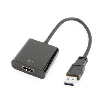 ADAPTOR video GEMBIRD, adaptor USB 3.0 (T) la HDMI (M), 15cm, rezolutie maxima Full HD (1920 x 1080) la 60Hz, negru, 