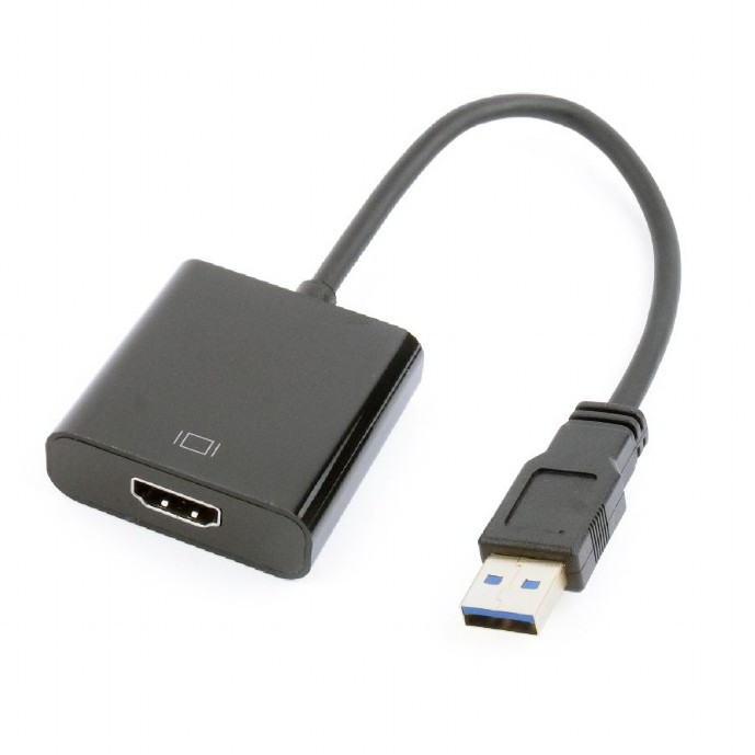 ADAPTOR video GEMBIRD, adaptor USB 3.0 (T) la HDMI (M), 15cm, rezolutie maxima Full HD (1920 x 1080) la 60Hz, negru, 