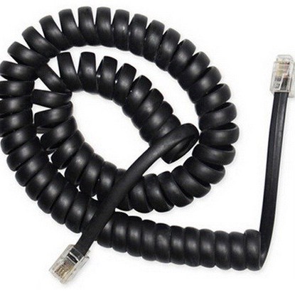 CABLU TELEFONIC GEMBIRD 4P4C,  2m, RJ10, black, spiralat, 