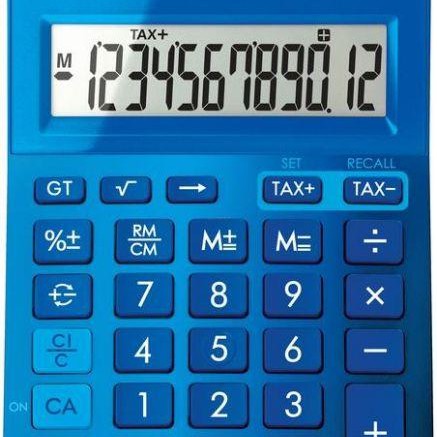 Calculator de birou CANON, LS-123K BL, ecran 12 digiti, alimentare solara si baterie, display LCD, functie business, tax si conversie moneda, albastru, 