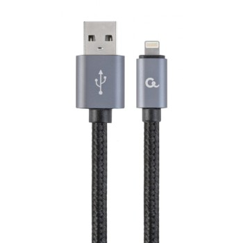 CABLU alimentare si date GEMBIRD, pt. smartphone, USB 2.0 (T) la Lightning (T), 1.8m, premium, conectori auriti, cablu cu impletire din bumbac, black, 
