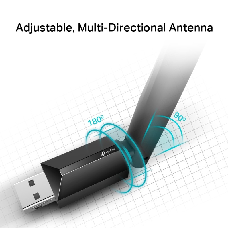 ADAPTOR RETEA TP-LINK AC600, extern wireless 2.4 GHz | 5 GHz, USB 2.0, port, 433 Mbps, antena externa x 1, 