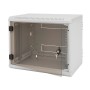 TRITON RACK de PERETE 6U 500mm usa sticla panouri laterale fixe sectiuni ventilatie activa,sectiuni acces cab sus/jos/spate securizare cheie,1 pereche montanti reglabili IP30 gri 