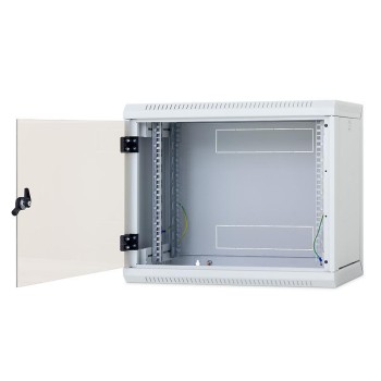 TRITON RACK de PERETE 12U 600mm usa sticla panouri laterale detasabile, sectiuni acces cab sus/jos/spate securizare cheie,1 pereche montanti reglabili,tabla galvanizata IP30 gri 