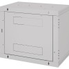 TRITON RACK de PERETE sectiune simpla 12U 600mm adancime usa sticla panouri laterale fixe sectiuni, sectiuni acces cabluri sus/jos/spate securizare cu cheie, 1 pereche montanti reglabili IP30 gri 