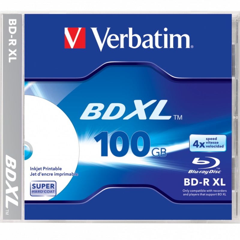 BD-R XL VERBATIM 100GB, viteza 4x, 1 buc, carcasa, printabil, 
