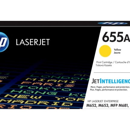 Toner Original HP Yellow, nr.655A, pentru Color LaserJet M652|M653|M681|M682, 10.5K, (timbru verde 1.2 lei) , 