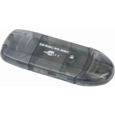 CARD READER extern GEMBIRD, interfata USB 2.0, citeste/scrie: SD, MMC, RS-MMC; plastic, negru-transparent, 