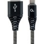 CABLU alimentare si date GEMBIRD, pt. smartphone, USB 2.0 (T) la USB 2.0 Type-C (T), 2m, premium, cablu metalic, negru cu insertii albe, 