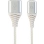 CABLU alimentare si date GEMBIRD, pt. smartphone, USB 2.0 (T) la Micro-USB 2.0 (T), 2m,premium,cablu cu impletire din bumbac,alb cu conectori argintii, 