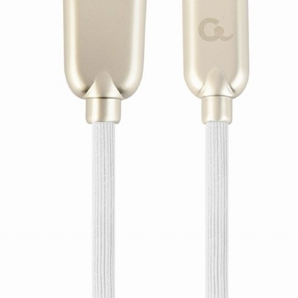 CABLU alimentare si date GEMBIRD, pt. smartphone, USB 2.0 (T) la Micro-USB 2.0 (T), 1m, premium, cablu din cauciuc, alb, conectori argintii, 