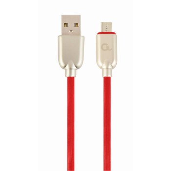 CABLU alimentare si date GEMBIRD, pt. smartphone, USB 2.0 (T) la Micro-USB 2.0 (T), 2m, premium, cablu din cauciuc, rosu, conectori argintii, 
