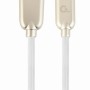 CABLU alimentare si date GEMBIRD, pt. smartphone, USB 2.0 (T) la Micro-USB 2.0 (T), 2m, premium, cablu din cauciuc, alb, conectori argintii, 