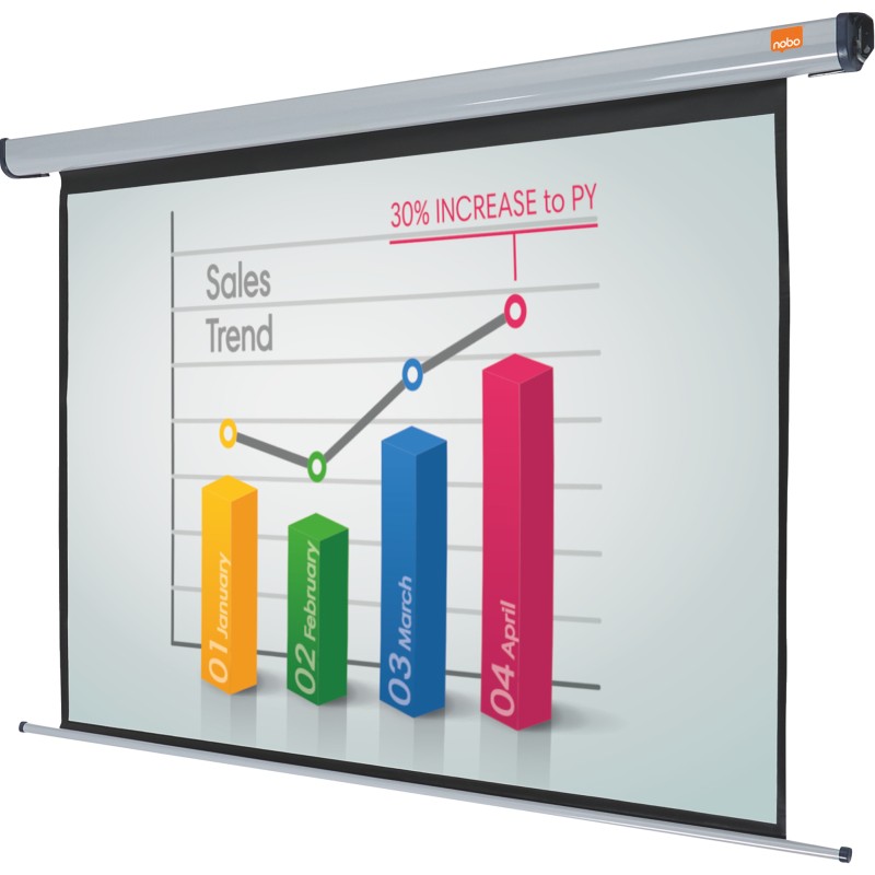ECRAN proiectie  NOBO, electric, format 4 : 3, fixare perete | tavan, 144 x 108 cm, telecomanda, 