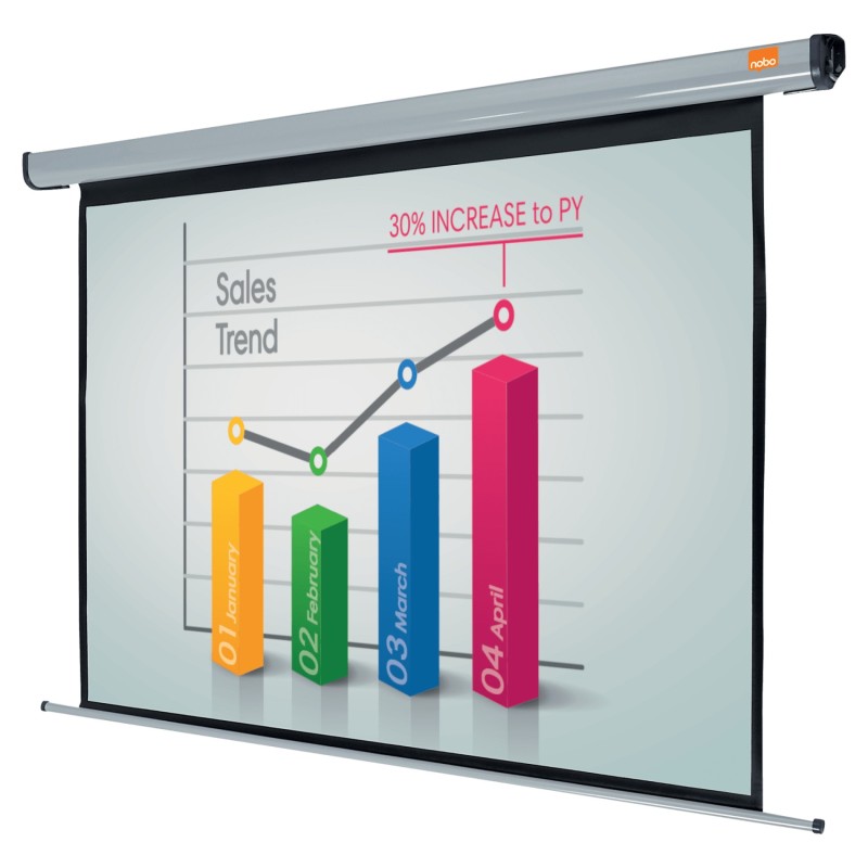 ECRAN proiectie  NOBO, electric, format 4 : 3, fixare perete | tavan, 160 x 120 cm, telecomanda, 