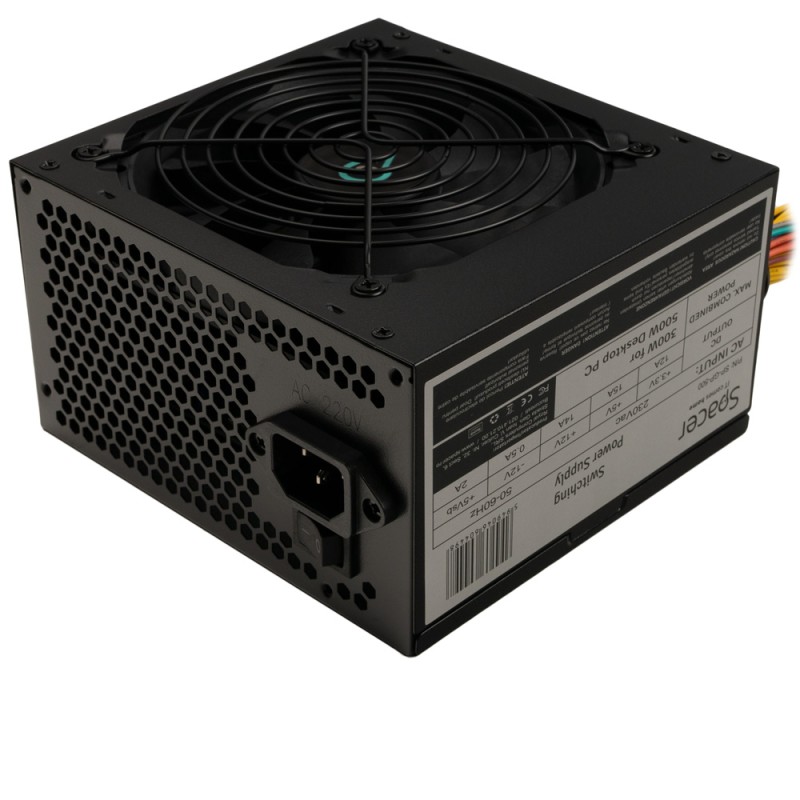 SURSA SPACER 500, 300W for 500 Desktop PC, PFC pasiv, fan 120mm, MB (20+4) x1, CPU (4+4) x1, PCI-E (6) x1, SATA x4, Molex x2, *retail* 