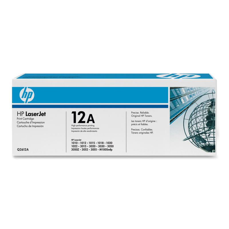 Toner Original HP Black, nr.12A, pentru LaserJet 1010|1012|1015|1018|1020|1022|3015|3020|3030|3050|3052|3055|M1005|M1319F, 2K, (timbru verde 1.2 lei) , 