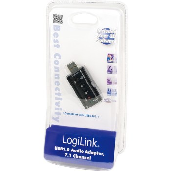 PLACA de SUNET Logilink, extern, 7.1, interfata USB 2.0, conectori 3.5 mm jack, 