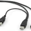 CABLU alimentare si date GEMBIRD, pt. smartphone, USB 2.0 (T) la Mini-USB 2.0 (T), 0.9m, conectori auriti, extra power socket USB 2.0 (T), negru, 