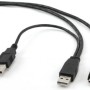 CABLU alimentare si date GEMBIRD, pt. smartphone, USB 2.0 (T) la Mini-USB 2.0 (T), 0.9m, conectori auriti, extra power socket USB 2.0 (T), negru, 