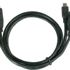 CABLU alimentare si date GEMBIRD, pt. smartphone, USB 2.0 (T) la Mini-USB 2.0 (T), 0.9m, conectori auriti, extra power socket USB 2.0 (T), negru, 