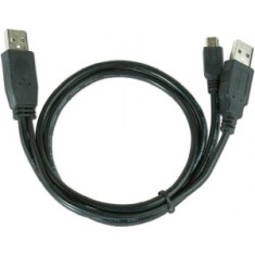 CABLU alimentare si date GEMBIRD, pt. smartphone, USB 2.0 (T) la Mini-USB 2.0 (T), 0.9m, conectori auriti, extra power socket USB 2.0 (T), negru, 