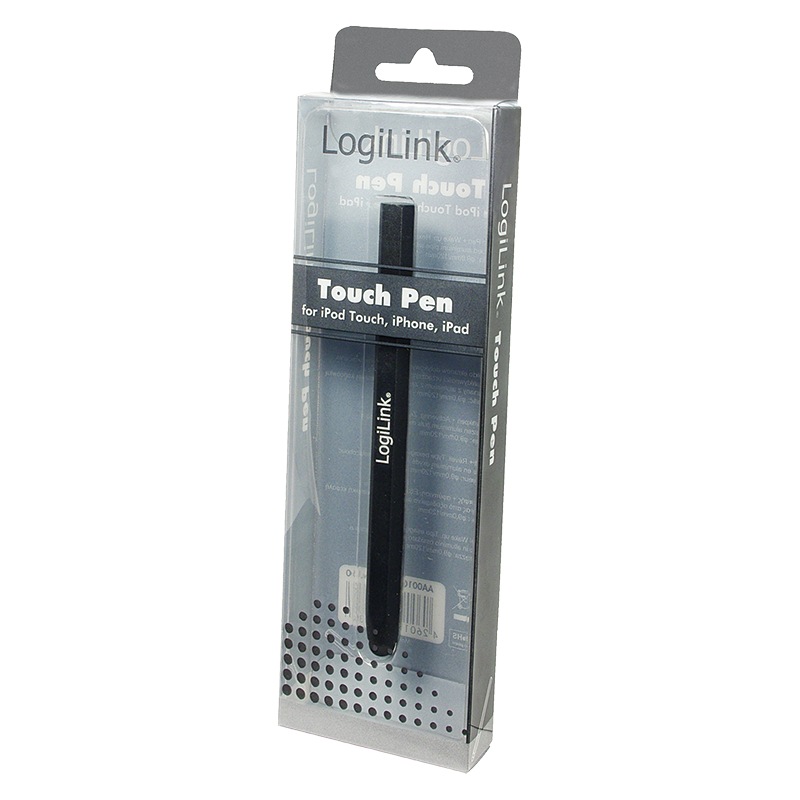 TOUCH PEN LOGILINK, pt. tablete si smartphone, varf din cauciuc, forma hexagonala, aluminiu, negru, 