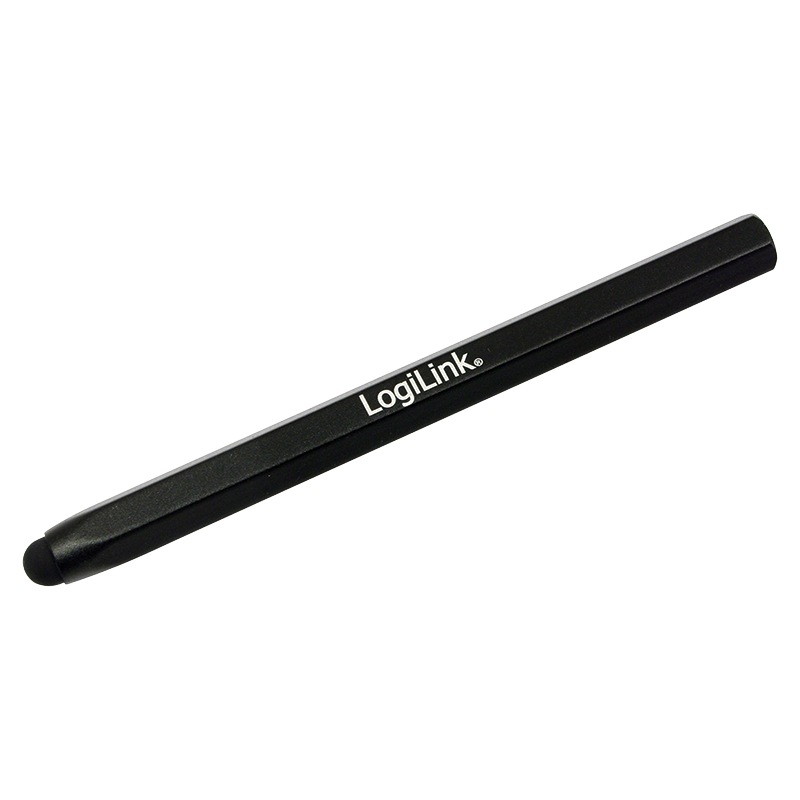 TOUCH PEN LOGILINK, pt. tablete si smartphone, varf din cauciuc, forma hexagonala, aluminiu, negru, 