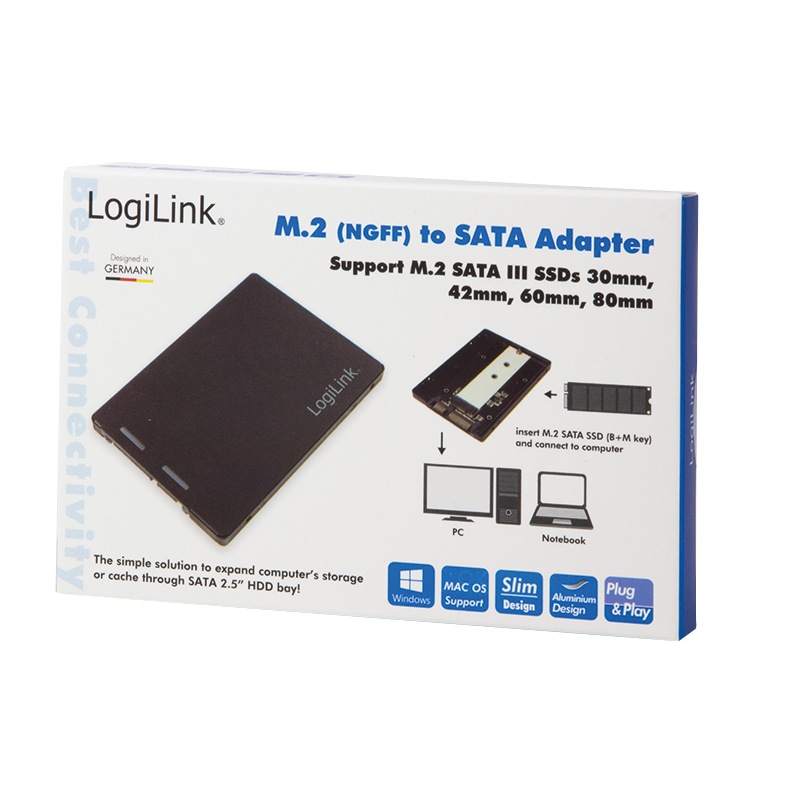 RACK LOGILINK M.2 (M) la S-ATA 3 (T), adaptor pt. SSD M.2 la S-ATA, 