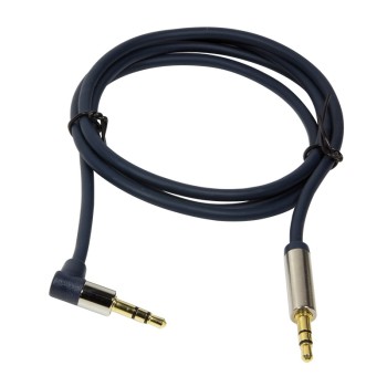CABLU audio LOGILINK stereo (3.5 mm jack T/T), 1m, conectori auriti, un conector 90 grade, albastru 