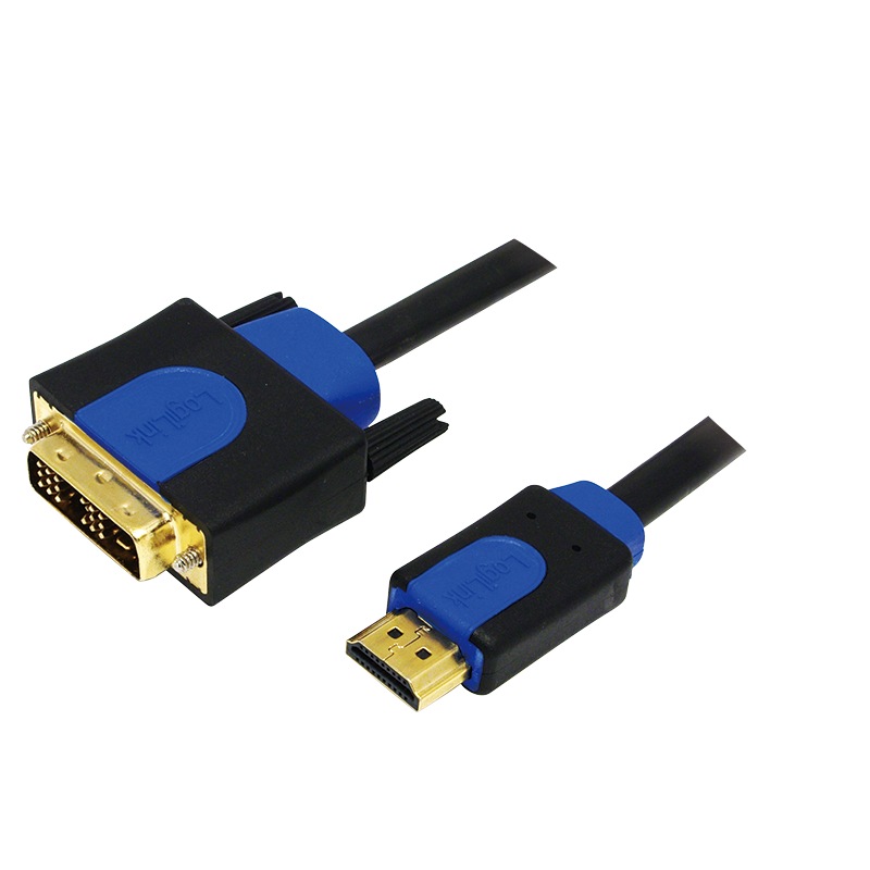 CABLU video LOGILINK, adaptor HDMI (T) la DVI-D SL (T), 5m, conectori auriti, Full HD+ (1920 x 1200) la 60 Hz, negru, 