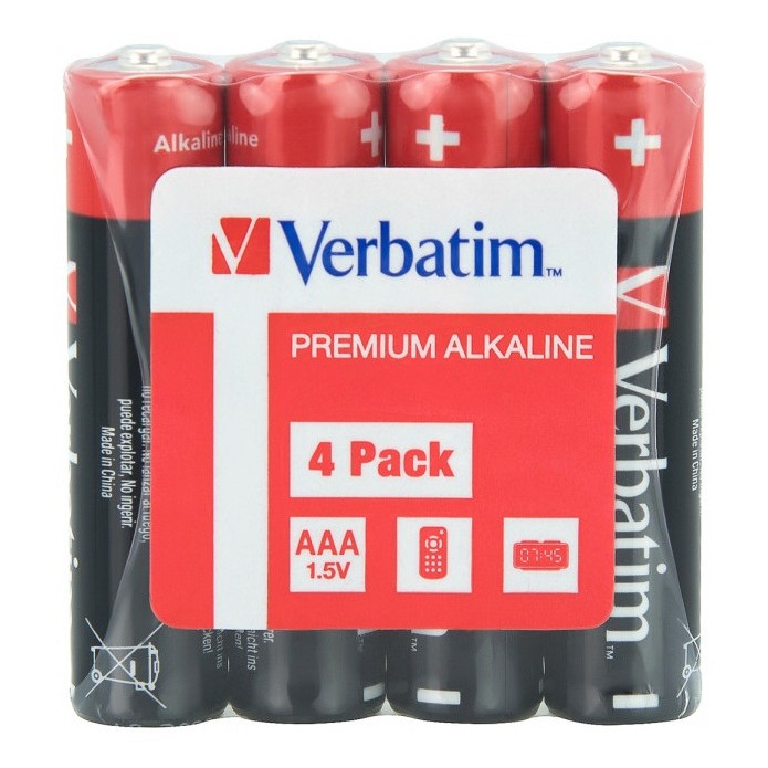 BATERIE VERBATIM  AAA (R3), 1.5V alcalina,  4 buc., shrink wrap 