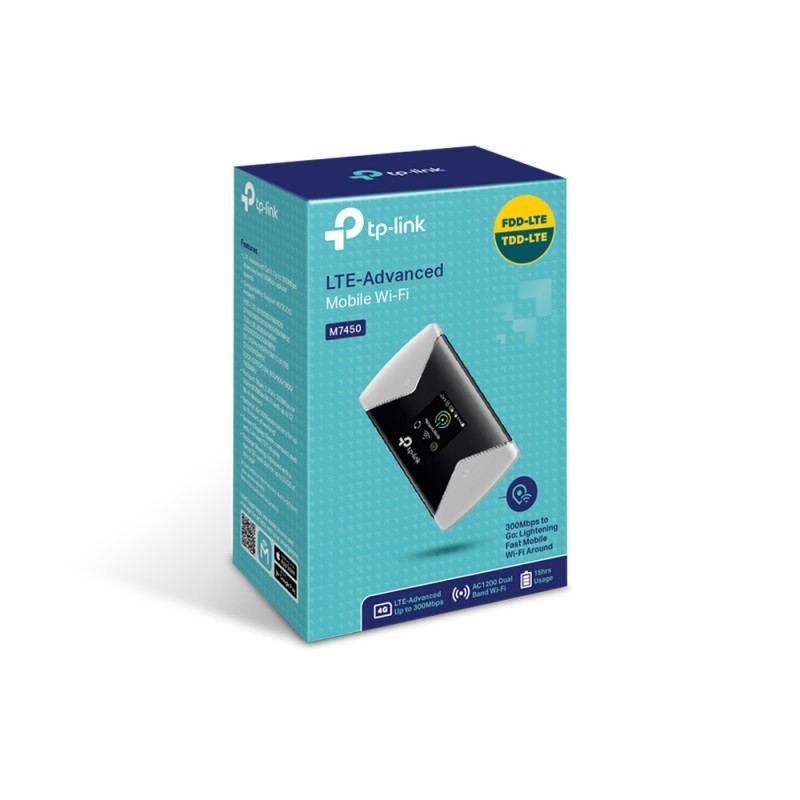 ROUTER TP-LINK wireless. portabil, 4G Mobile Wi-Fi, 300Mbps, Internal LTE Modem, SIM card slot, TFT screen display, rechargeable battery, micro SD card slot 