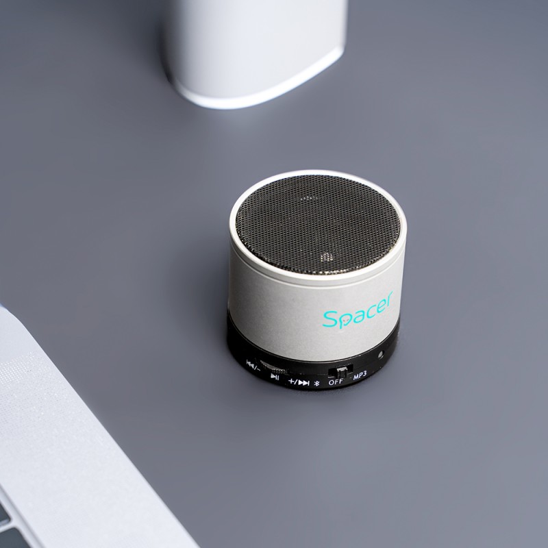 BOXA SPACER portabila bluetooth TOPPER, RMS:  3W, control volum, acumulator 520mAh, timp de functionare pana la 5 ore, distanta de functionare pana la 10m, incarcare USB, SILVER, 
