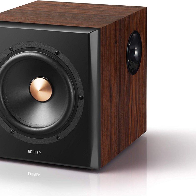 BOXE EDIFIER 2.1, RMS: 155W (2 x 10W, 2 x 30W, 1 x 75W), bluetooth, telecomanda wireless, woofer wireless, volum, bass, treble, optical, coaxial, brown, 
