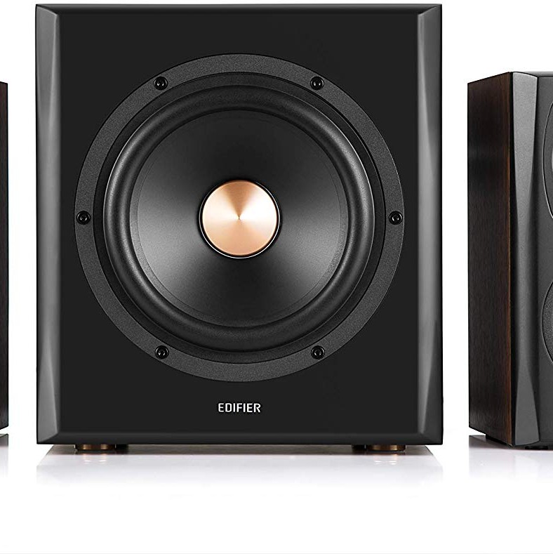 BOXE EDIFIER 2.1, RMS: 155W (2 x 10W, 2 x 30W, 1 x 75W), bluetooth, telecomanda wireless, woofer wireless, volum, bass, treble, optical, coaxial, brown, 