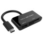 CARD READER extern GEMBIRD, 2 in 1, interfata USB Type C, citeste/scrie: SD, micro SD; adaptor USB Type C la USB (M)(pt. stick USB); plastic, negru, 