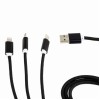 CABLU alimentare si date GEMBIRD, USB 2.0(T) la Lightning(T)+Micro-USB 2.0(T)+USB 2.0 Type-C(T),1m,impletit,incarcare simultana a 3 tipuri de telef,negru, 